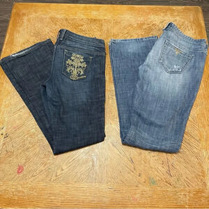 Bundle of 2 Bebe Premium  Denim Vintage Y2K Bootcut Jeans Womens Size 31 (8-10)